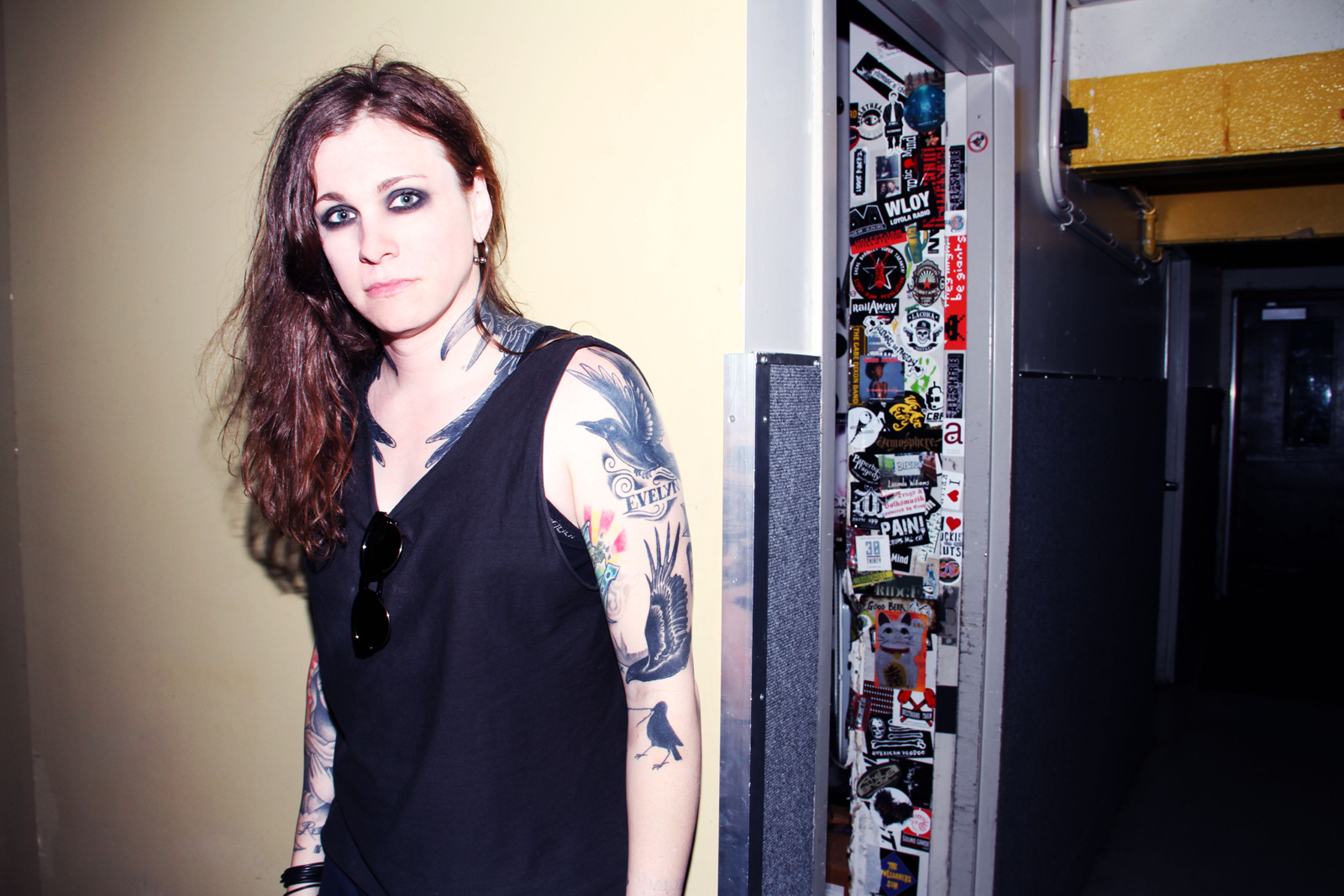 Laura Jane Grace literally against me posing with the tattoo she drew on me  in May Taken at Rasputin Records in Fresno California Au  Music stuff  Poses Singer